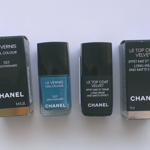 Новые лаки Chanel Le Vernis Nail Colour #707 Méditerranée и матовый топ Le Top Coat Velvet