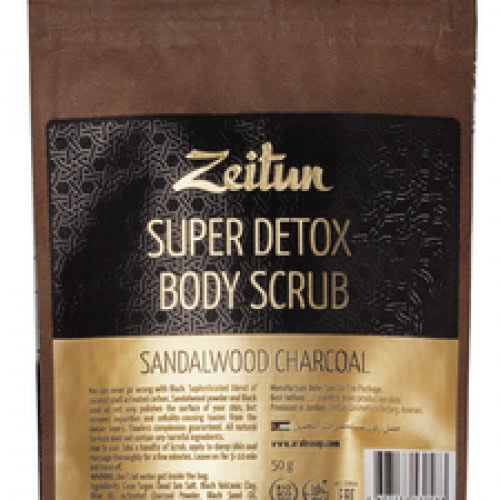 ZEITUN Сухой скраб для тела Сандаловый уголь Super Detox Body Scrub 50г