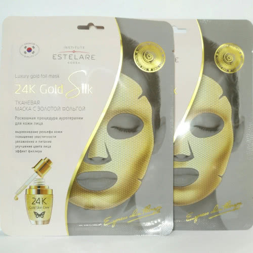 ESTELARE Korea  Тканевая маска с золотой фольгой 24K Gold Silk