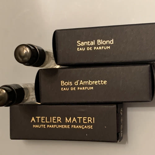 Atelier materi мини-спрей парфюмерной воды bоis d'аmbrеttе 2 мл и  sаntаl blоnd 2 мл