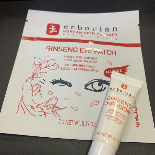 Сет Erborian, Ginseng Infusion Tensor Effect Cream, 5ml / Eye Patch Eye Care Sheet Mask, 5g