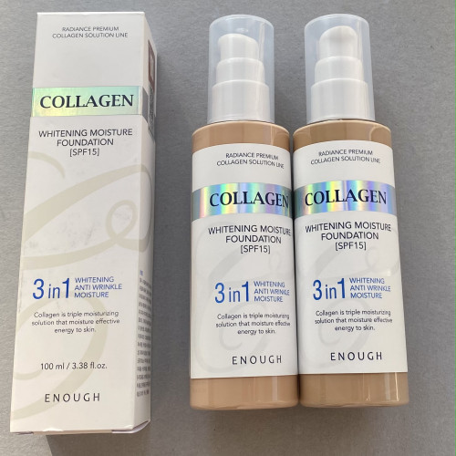 Тональная основа Enough с коллагеном 3 в 1 для сияния кожи Collagen Whitening Moisture Foundation