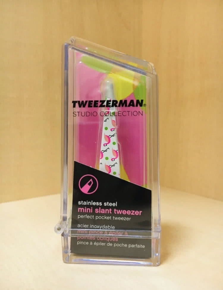 TWEEZERMAN, мини-пинцет скошенный Flamingo