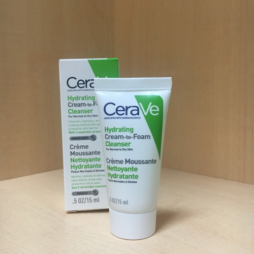 CeraVe Hydrating Cream-to-Foam Увлажняющая Крем-пенка для умывания, 15 мл.