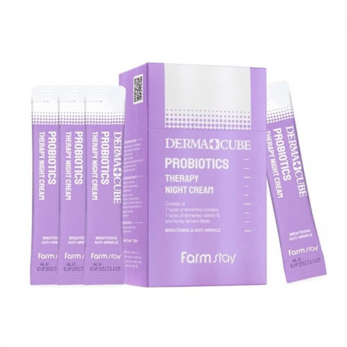 FarmStay Ночной крем для лица с пробиотиками (в саше) Derma cube probiotics therapy night cream