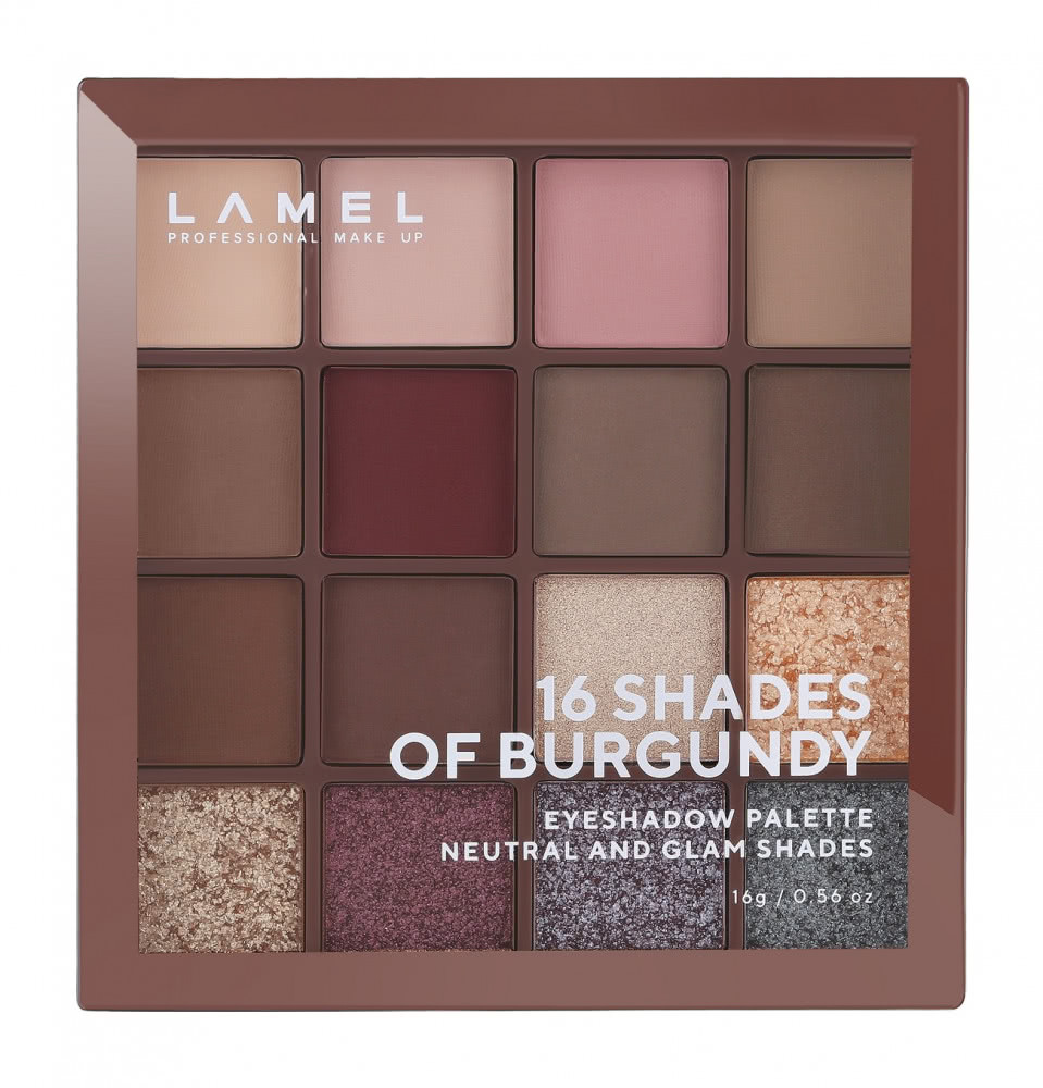 Палетка теней Lamel Professional 16 Shades of Burgundy Eyeshadow Palette