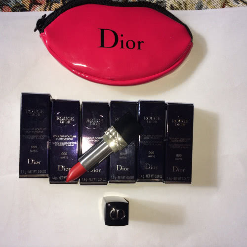 Помада Dior rouge 999 и чехол для помады Dior