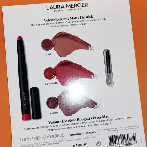 Пробники помад Laura Mercier Velour Extreme Matte Lipstick